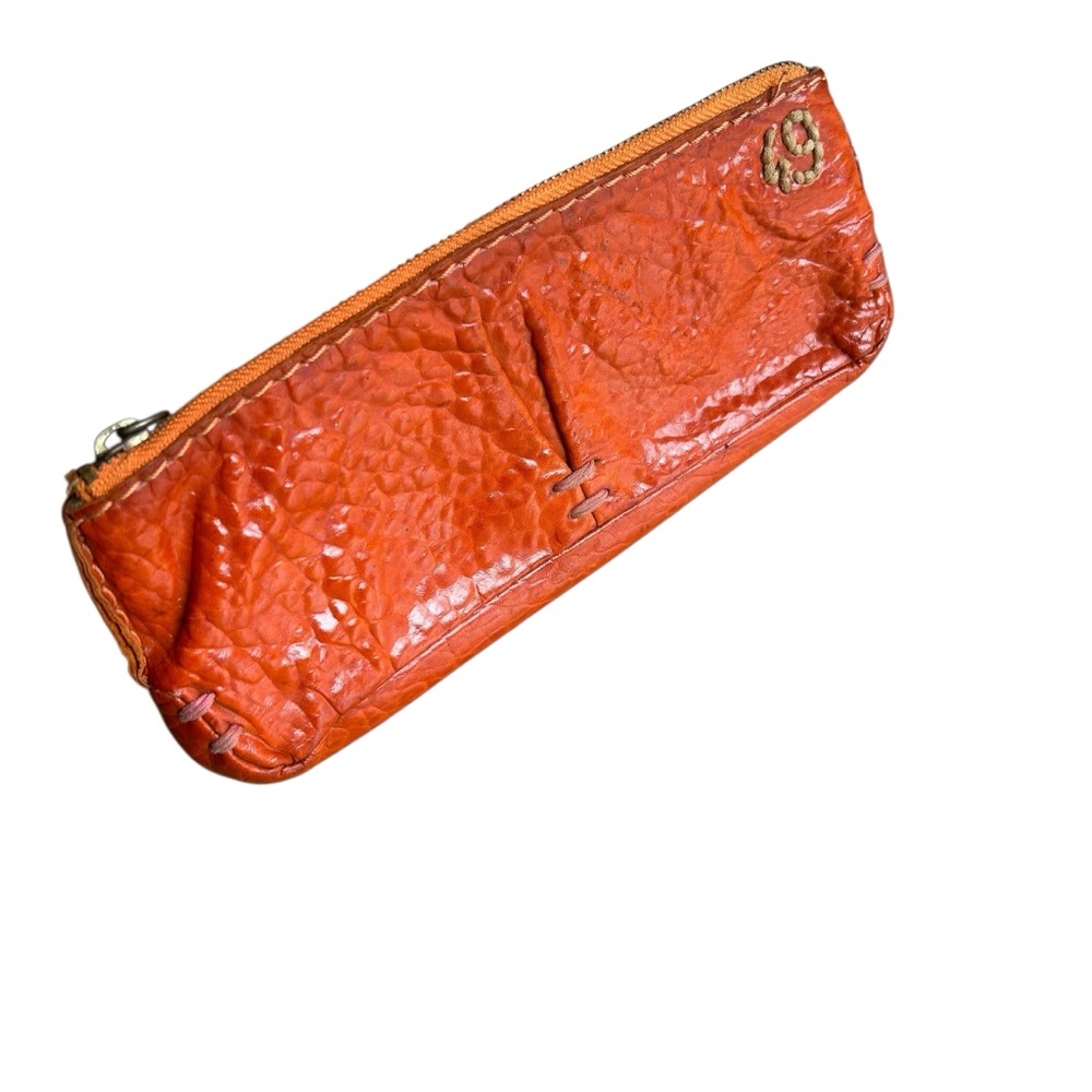 49 square miles patent leather orange pencil case or make up bag